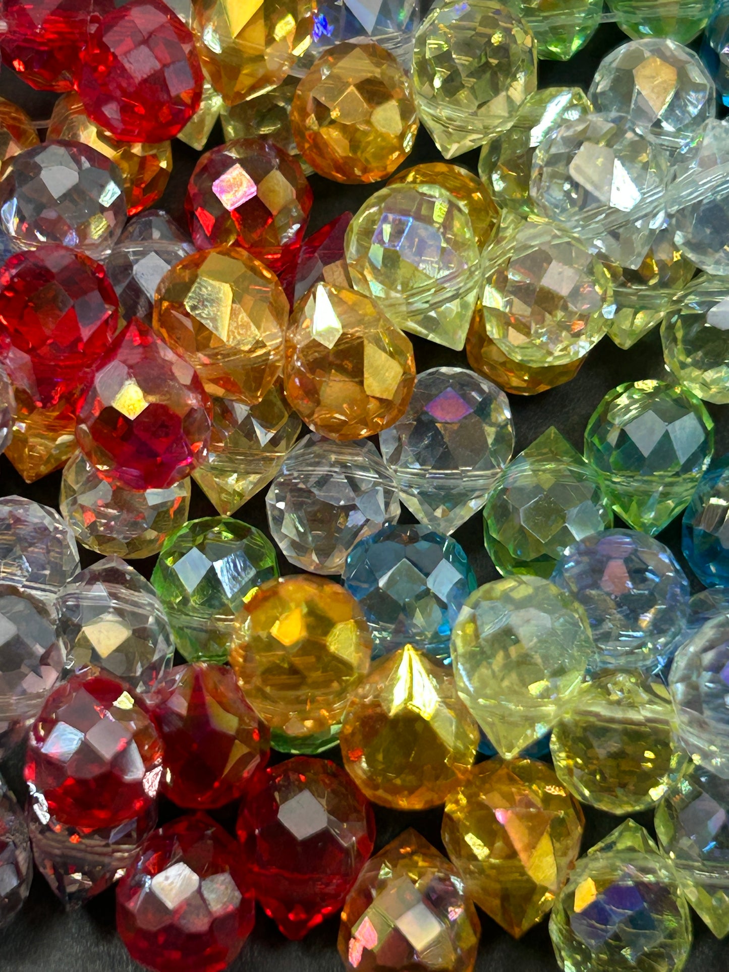 Beautiful Crystal glass bead. Faceted teardrop shape bead. Gorgeous multicolor, rainbow strand, high quality crystal bead! Full strand