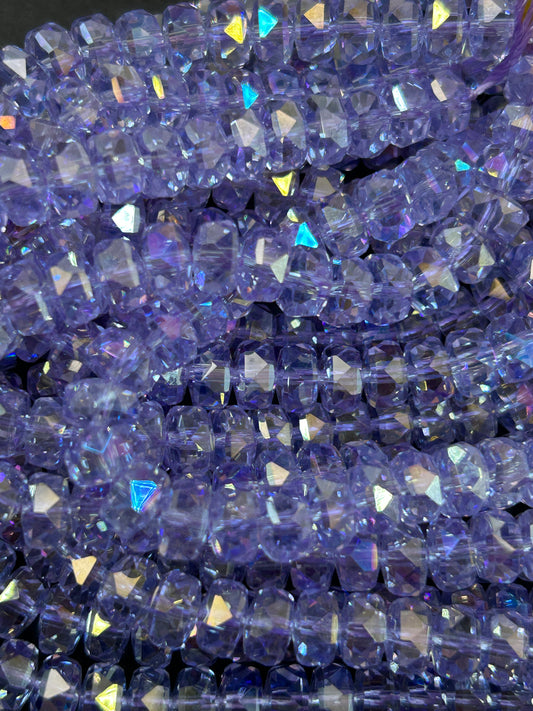 Natural Mystic Crystal Glass Faceted Rondelle 5x8mm Beautiful Lavender Color Handmade Jewelry Loose Bead Loose Gemstone Full Strand 15.5"