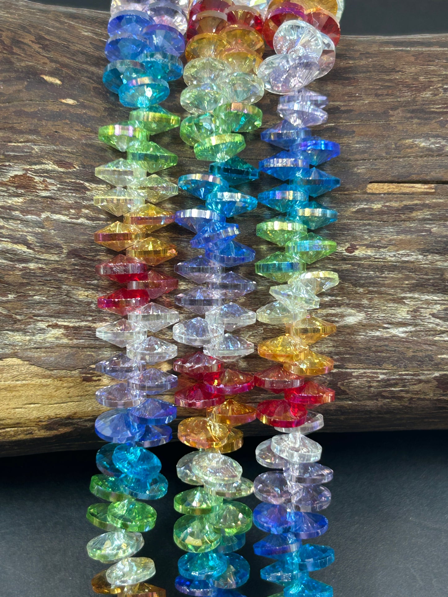 Beautiful Crystal glass bead. Petal shape bead. Gorgeous multicolor, rainbow strand, high quality crystal bead! Full strand