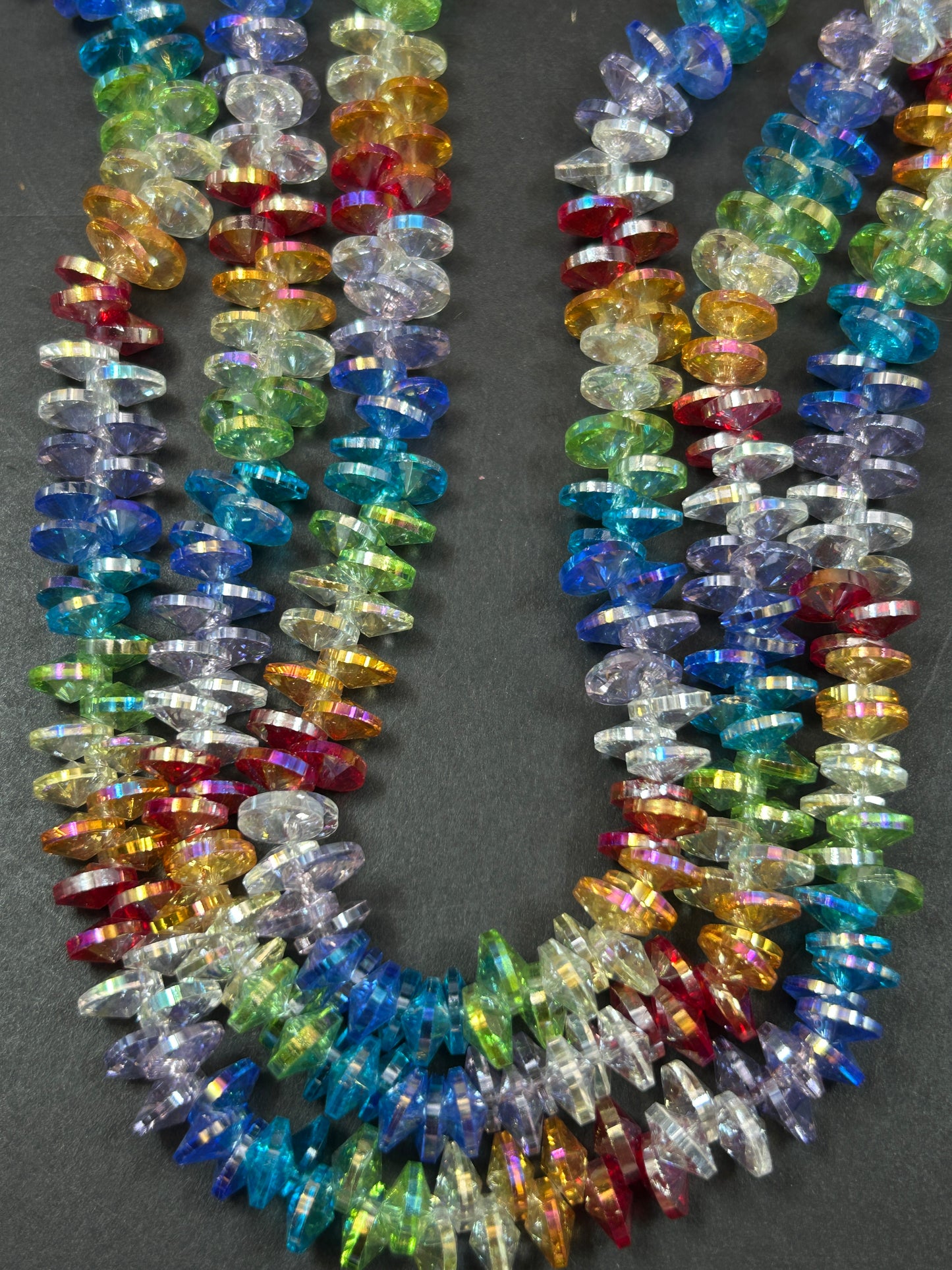 Beautiful Crystal glass bead. Petal shape bead. Gorgeous multicolor, rainbow strand, high quality crystal bead! Full strand