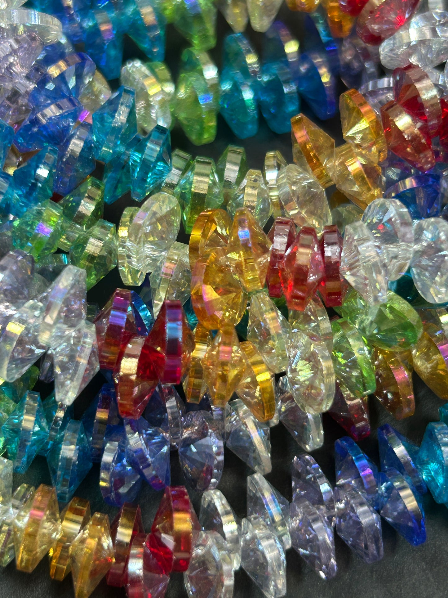 Beautiful Crystal glass bead. Petal shape bead. Gorgeous multicolor, rainbow strand, high quality crystal bead! Full strand