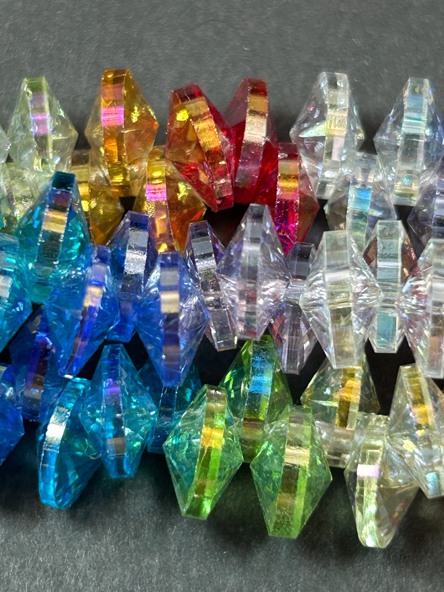 Beautiful Crystal glass bead. Petal shape bead. Gorgeous multicolor, rainbow strand, high quality crystal bead! Full strand