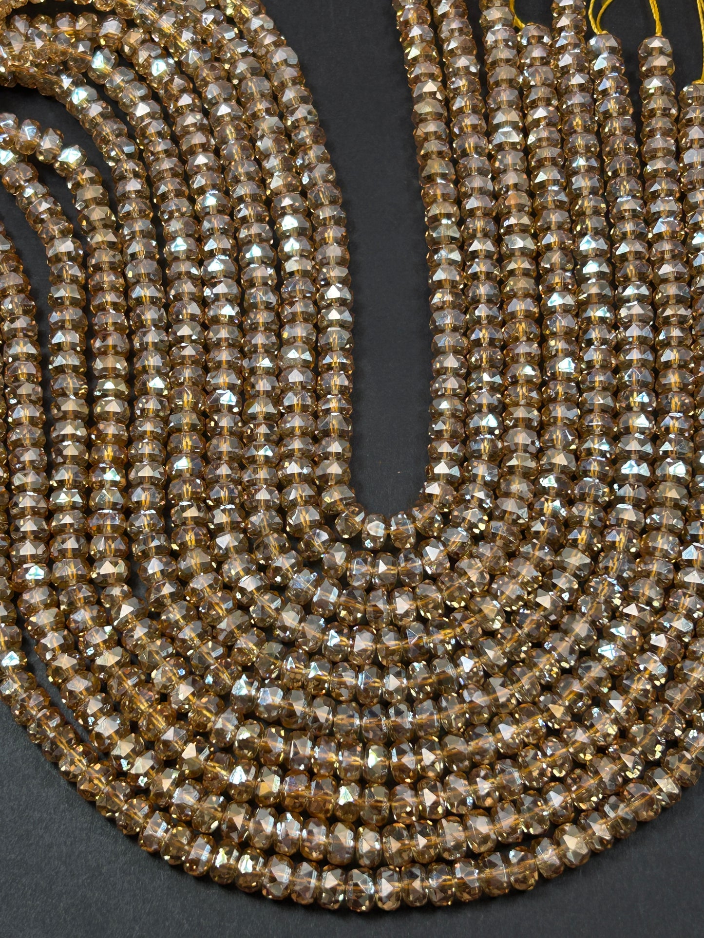 Beautiful Clear Gold Mystic Chinese Crystal Glass Bead Faceted 5x8mm Rondelle Bead, Gorgeous Iridescent Clear Great Quality Glass