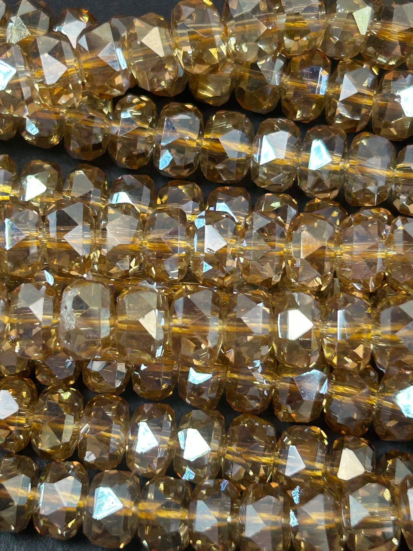 Beautiful Clear Gold Mystic Chinese Crystal Glass Bead Faceted 5x8mm Rondelle Bead, Gorgeous Iridescent Clear Great Quality Glass