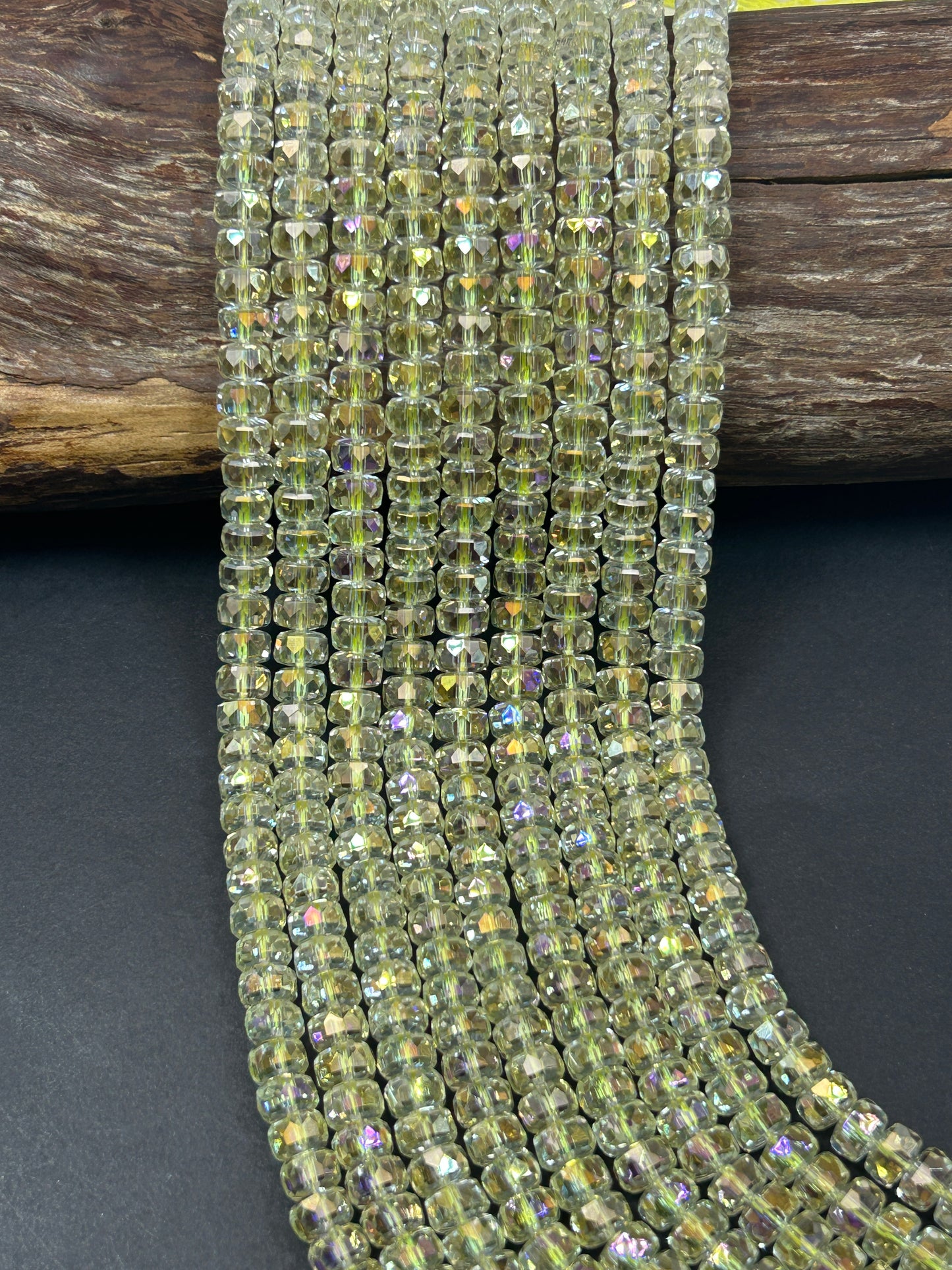 Natural Mystic Crystal Glass Faceted Rondelle 5x8mm Beautiful Lemon Yellow Color Handmade Jewelry Loose Bead Loose Gemstone Full Strand 15.5