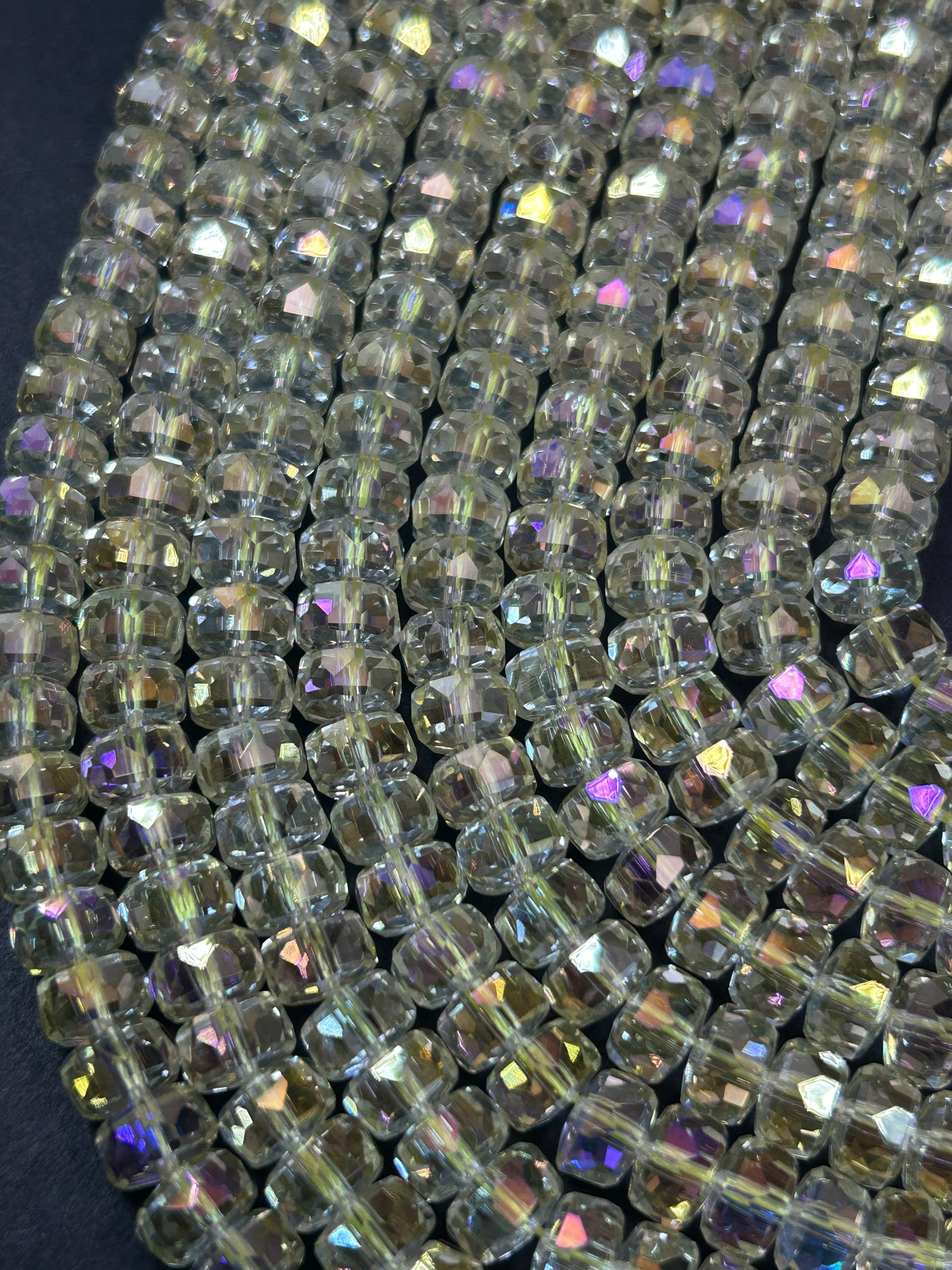 Natural Mystic Crystal Glass Faceted Rondelle 5x8mm Beautiful Lemon Yellow Color Handmade Jewelry Loose Bead Loose Gemstone Full Strand 15.5