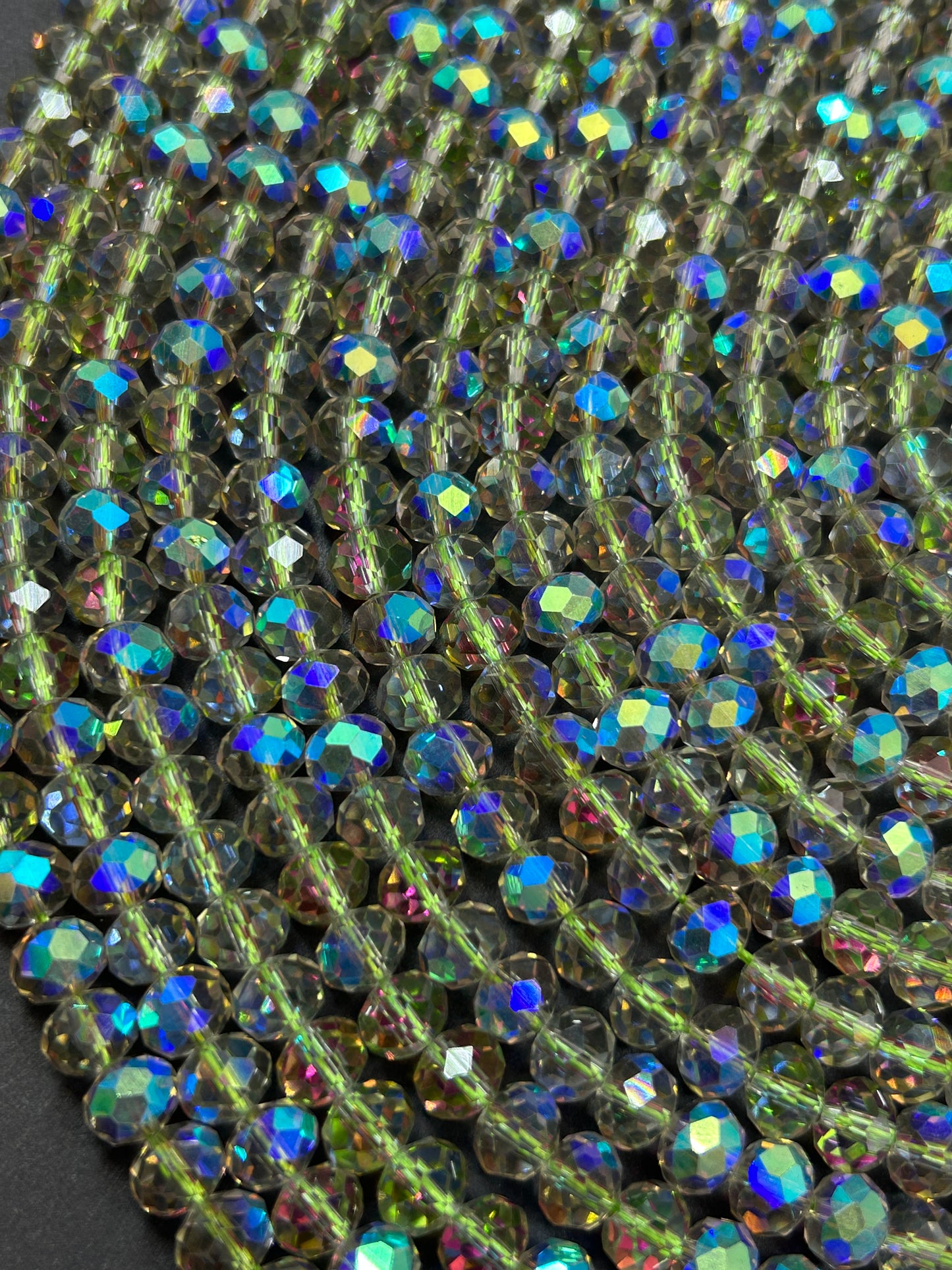 Mystic Crystal Glass Faceted Rondelle 8x5mm Beautiful Lime Green with Mystic Flash Color Handmade Jewelry Loose Bead Loose Full Strand 15.5