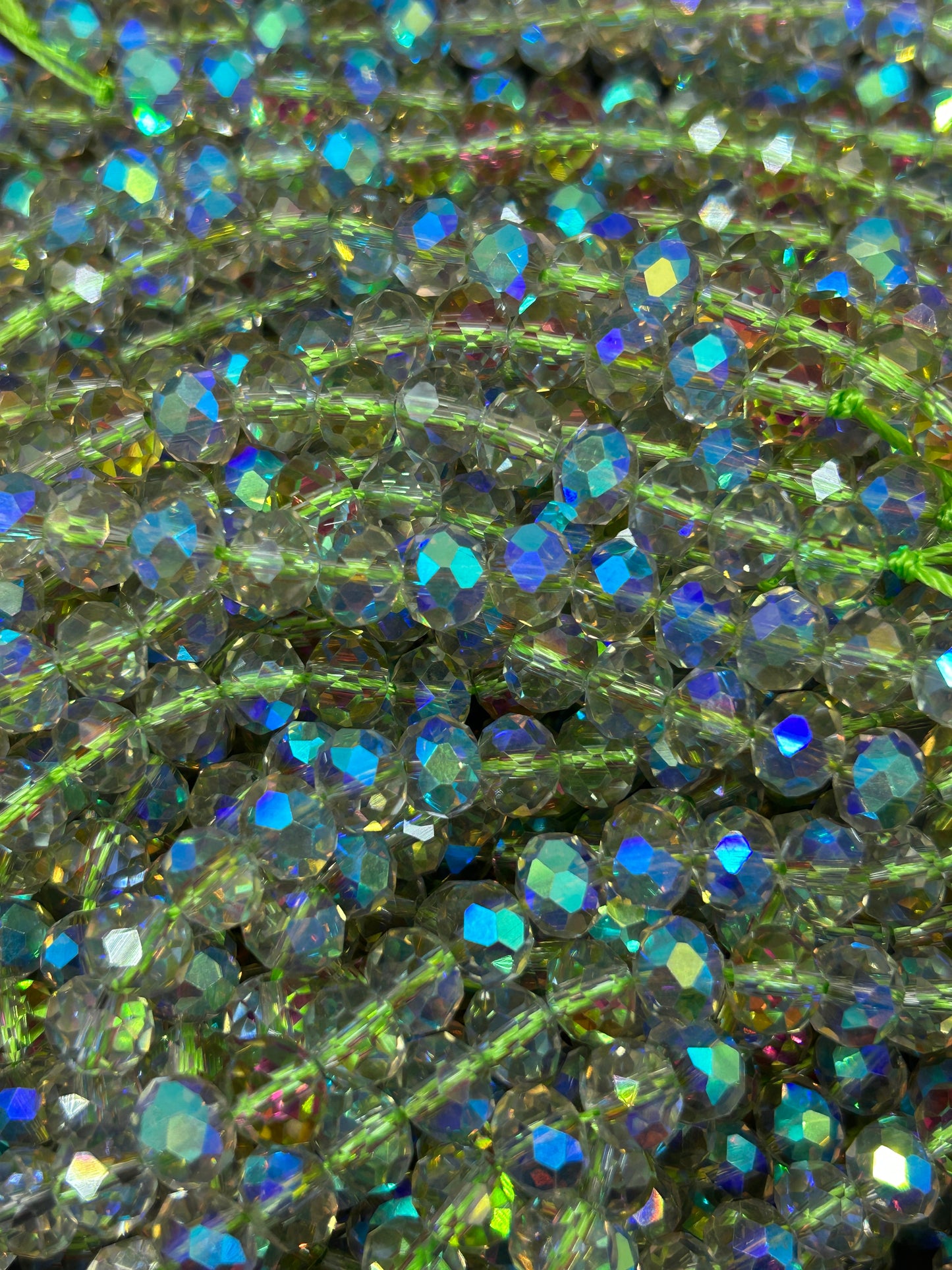 Mystic Crystal Glass Faceted Rondelle 8x5mm Beautiful Lime Green with Mystic Flash Color Handmade Jewelry Loose Bead Loose Full Strand 15.5