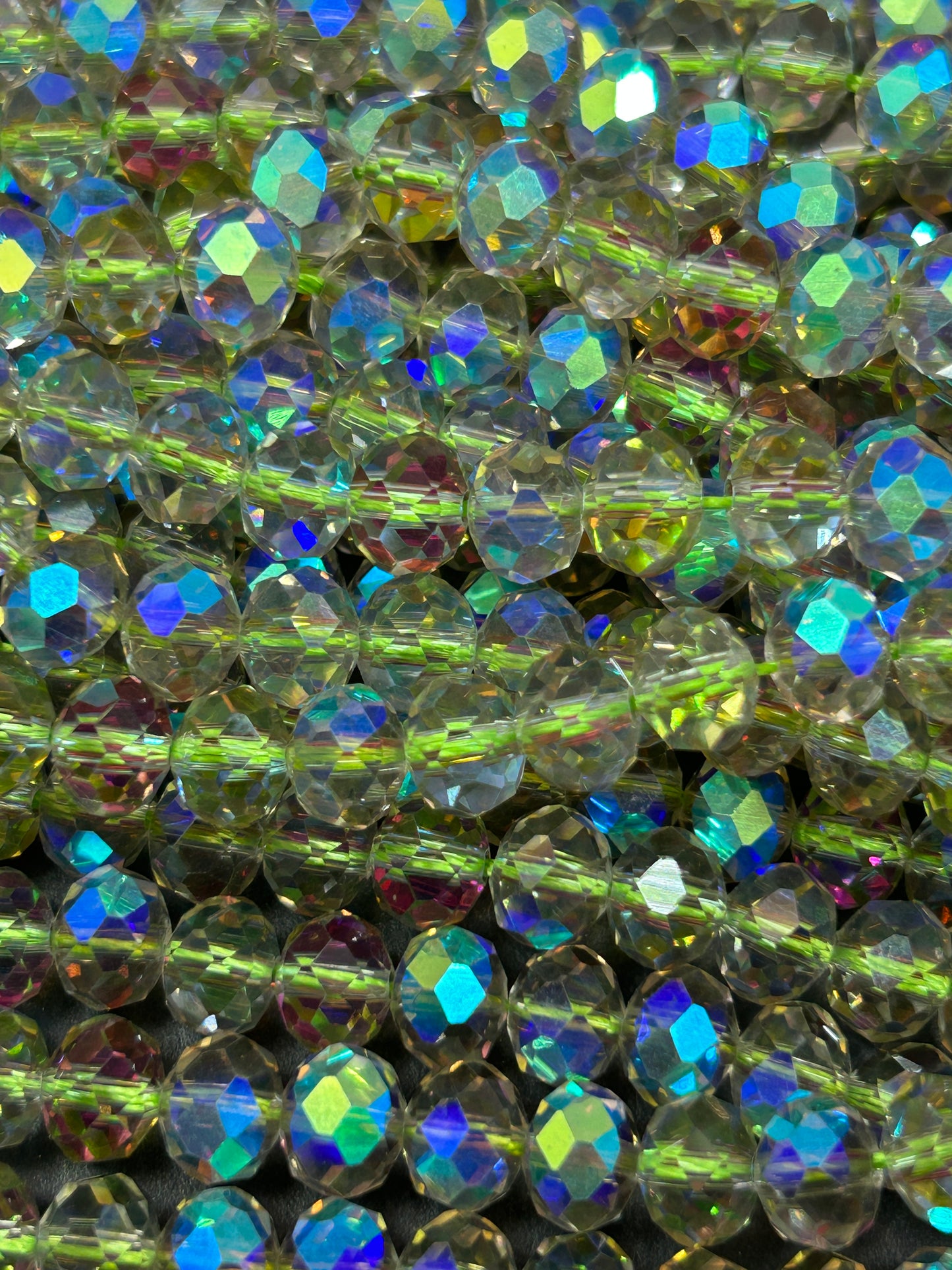 Mystic Crystal Glass Faceted Rondelle 8x5mm Beautiful Lime Green with Mystic Flash Color Handmade Jewelry Loose Bead Loose Full Strand 15.5