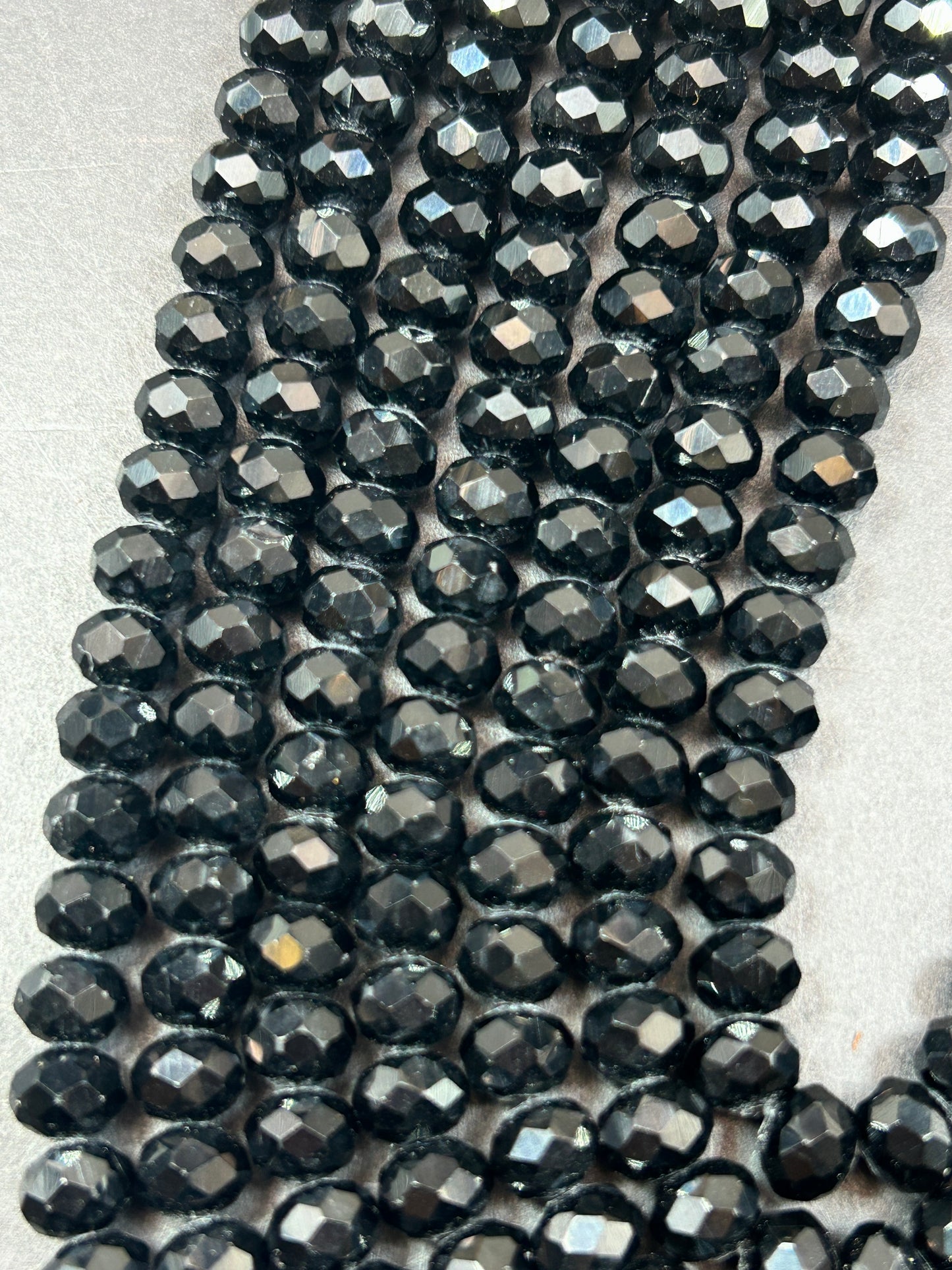 Beautiful Black Mystic Chinese Crystal Glass Bead Faceted 8x5mm Rondelle Bead, Gorgeous Black Great Quality Glass