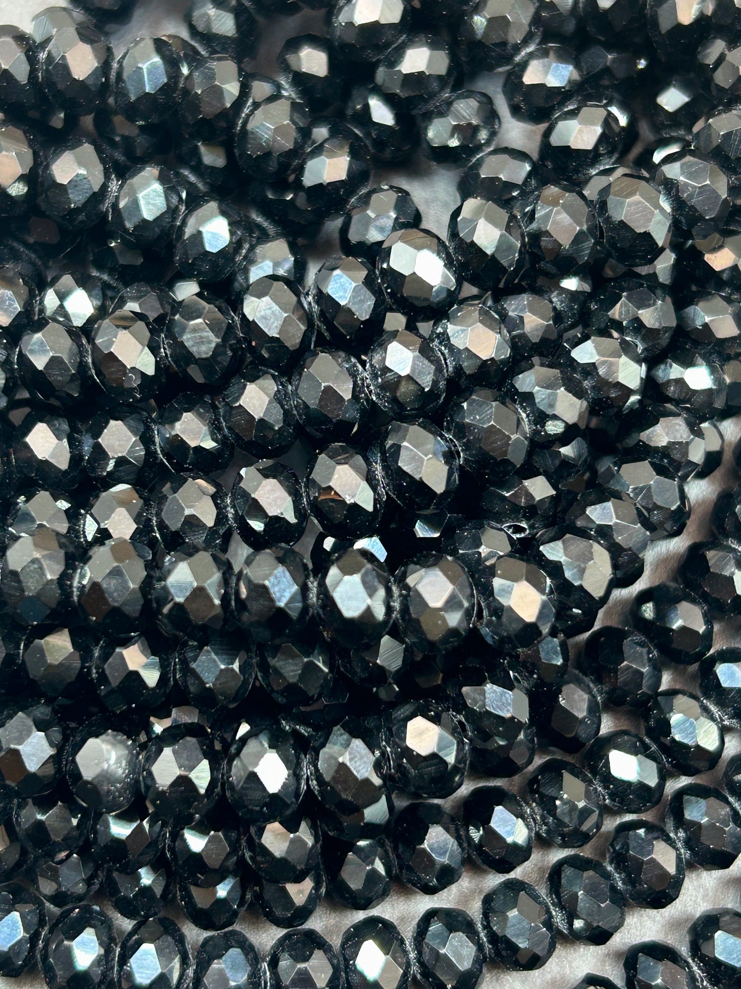 Beautiful Black Mystic Chinese Crystal Glass Bead Faceted 8x5mm Rondelle Bead, Gorgeous Black Great Quality Glass