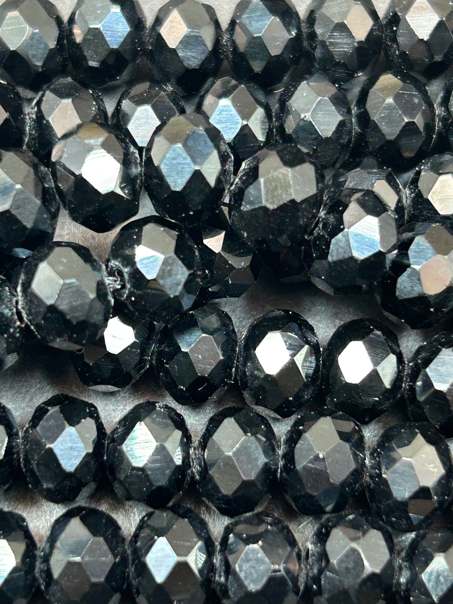 Beautiful Black Mystic Chinese Crystal Glass Bead Faceted 8x5mm Rondelle Bead, Gorgeous Black Great Quality Glass