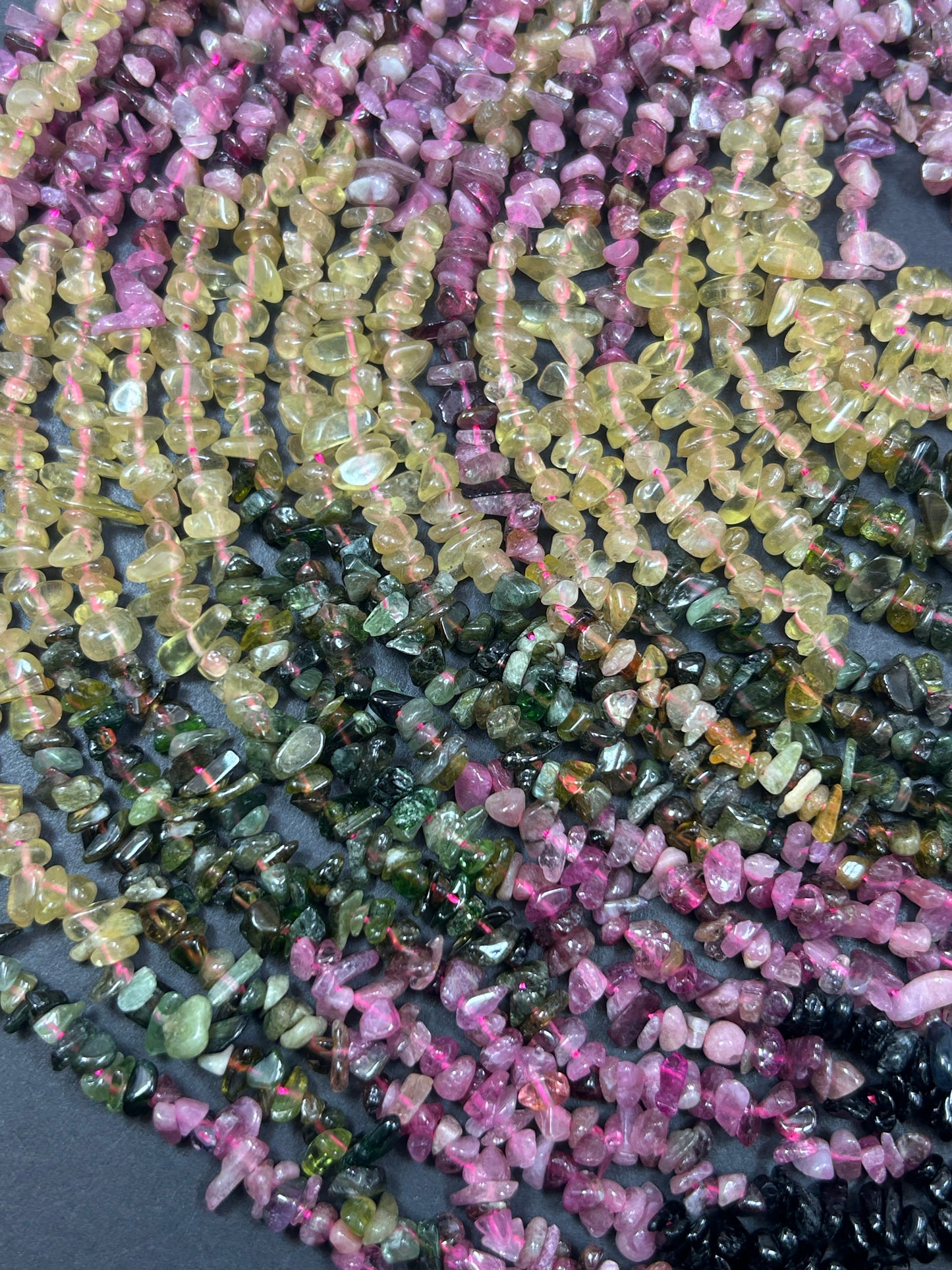 Tourmaline Gemstone Bead 6mm Freeform Chip Shape Beads, Light Natural Multicolor Tourmaline Gemstone Beads, Full Strand 15.5"