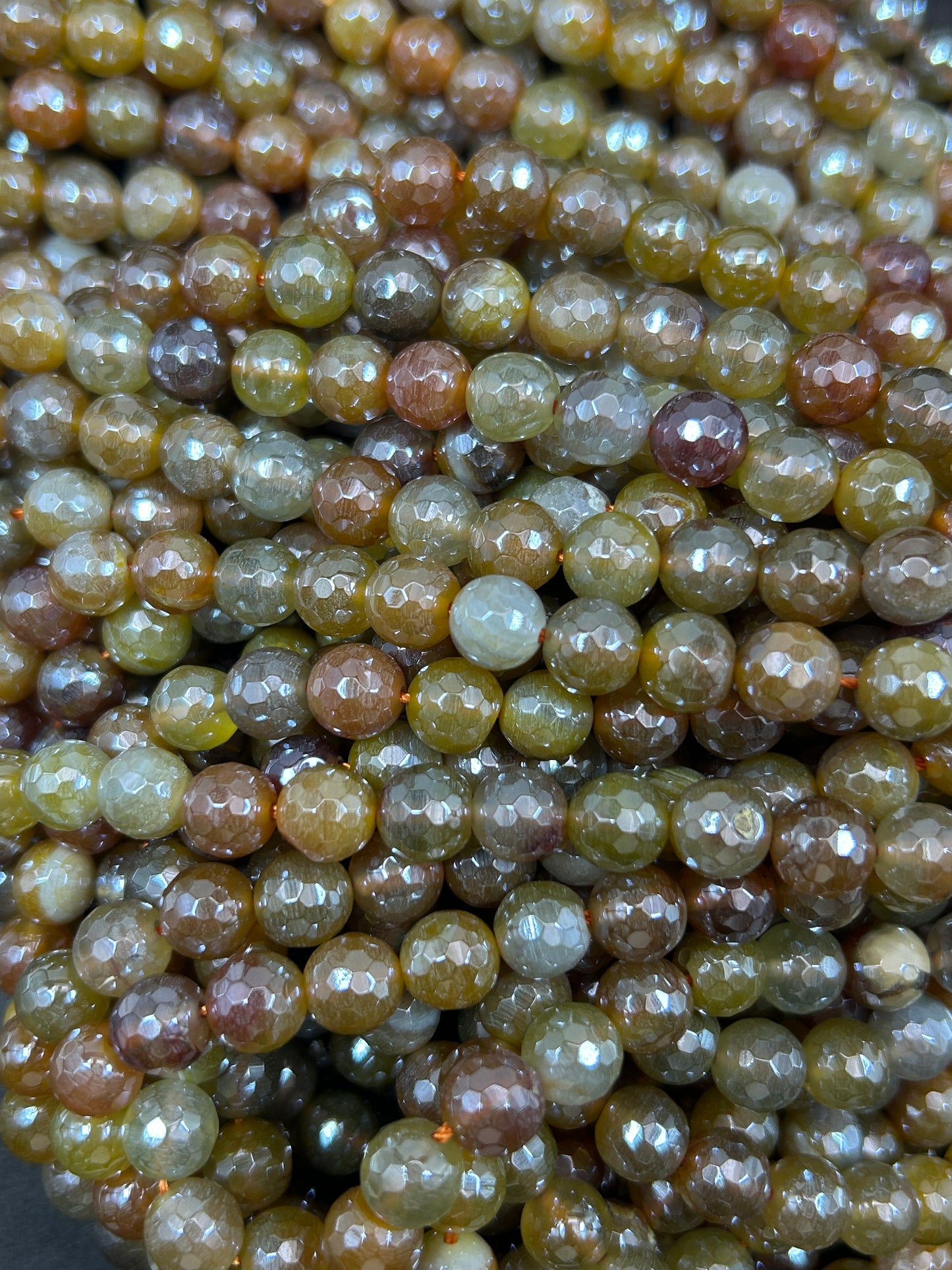 Beautiful Mystic Botswana Quartz Gemstone Faceted Round Shape Bead. Gorgeous Dark Orange Color Amazing Quality Loose Beads Full Strand 15.5