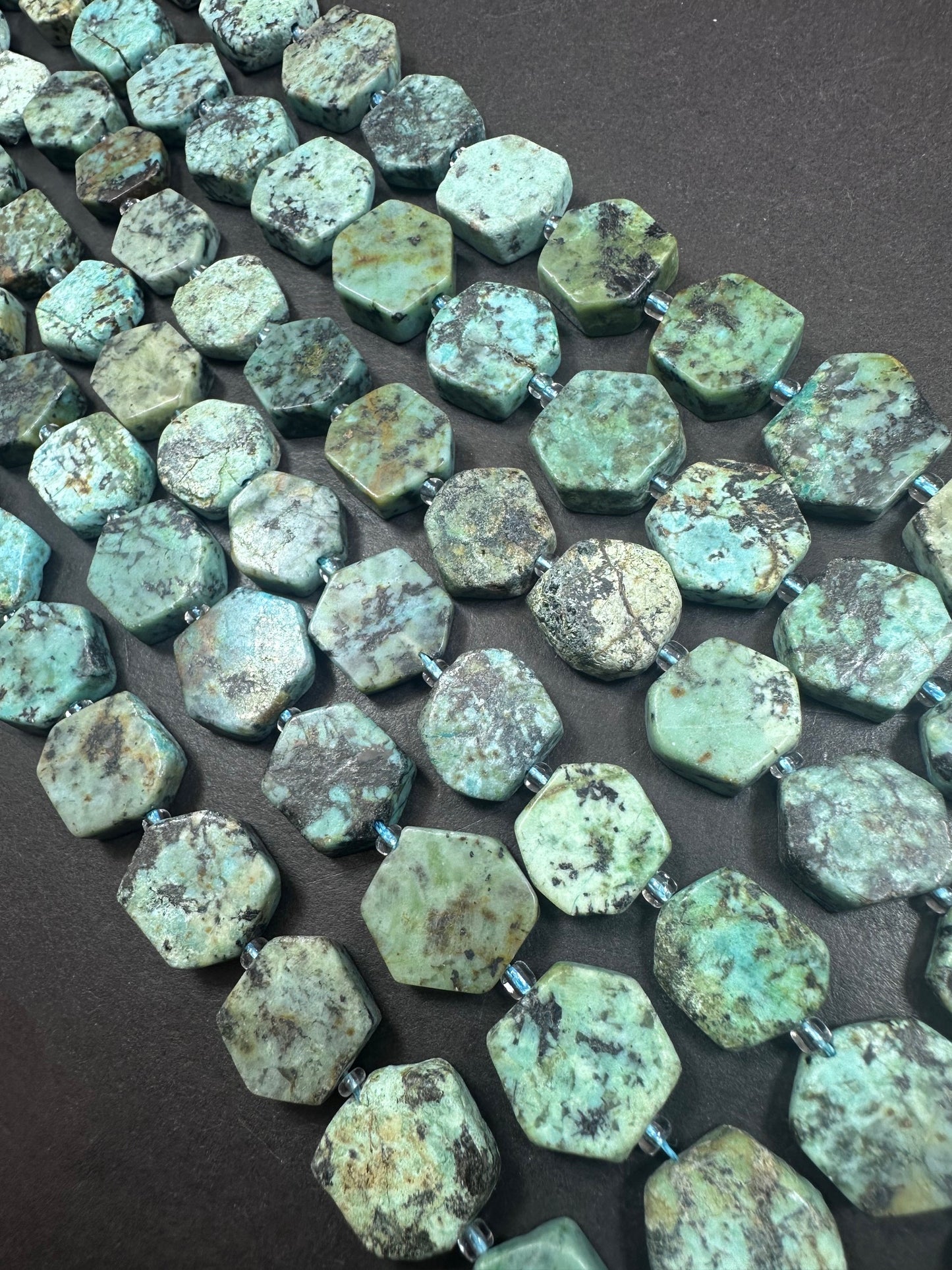 Natural African Turquoise Hexagon Shape 15x15mm, High Quality 15.5"