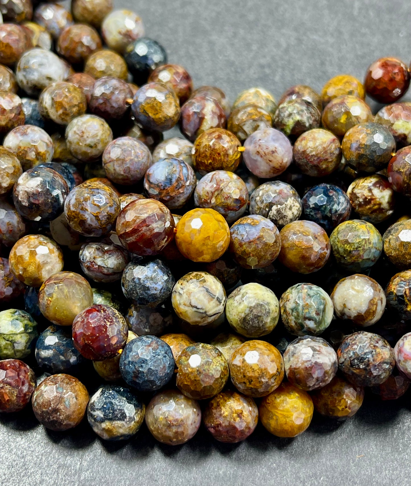 AAA natural Pietersite gemstone bead. Faceted 6mm 8mm 10mm 12mm round bead. Gorgeous natural brown blue orange color gemstone bead