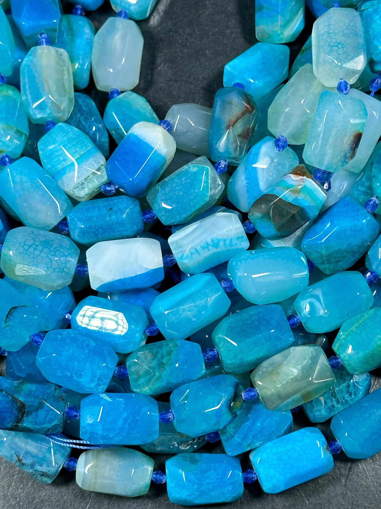 NATURAL Blue Agate Gemstone Bead Faceted 20x13mm Barrel Shape Bead, Beautiful Blue Color Agate Gemstone Bead, Agate Beads Full Strand 15.5"