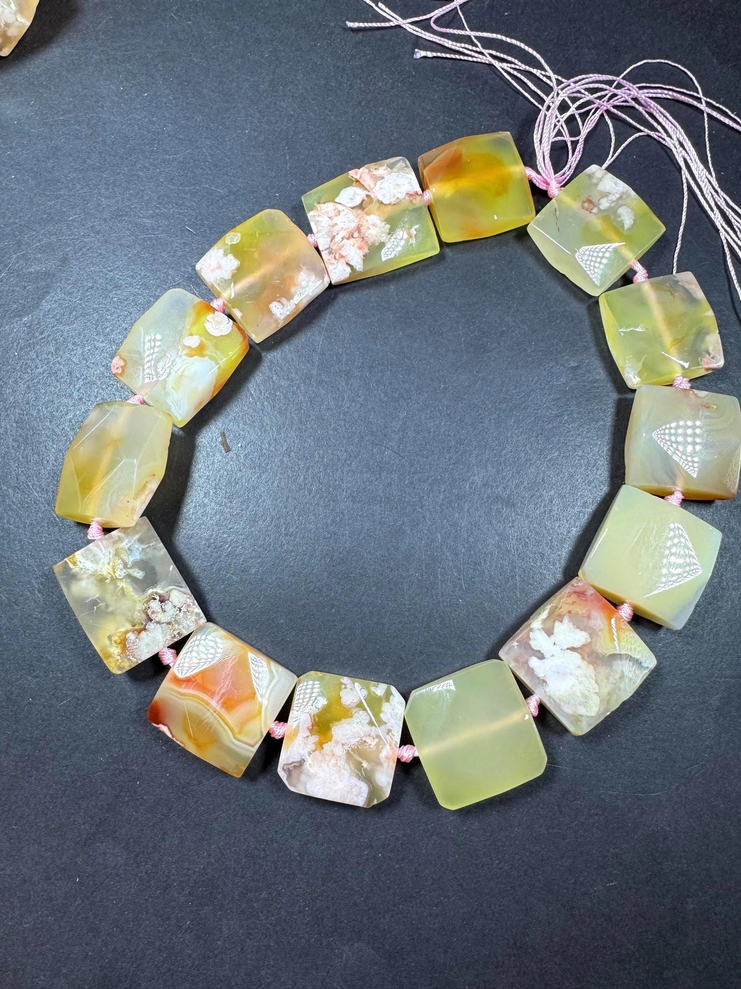 Natural cherry blossoms agate gemstone bead. Gorgeous natural pinkish color. Not treated. Excellent quality . Full strand 15.5