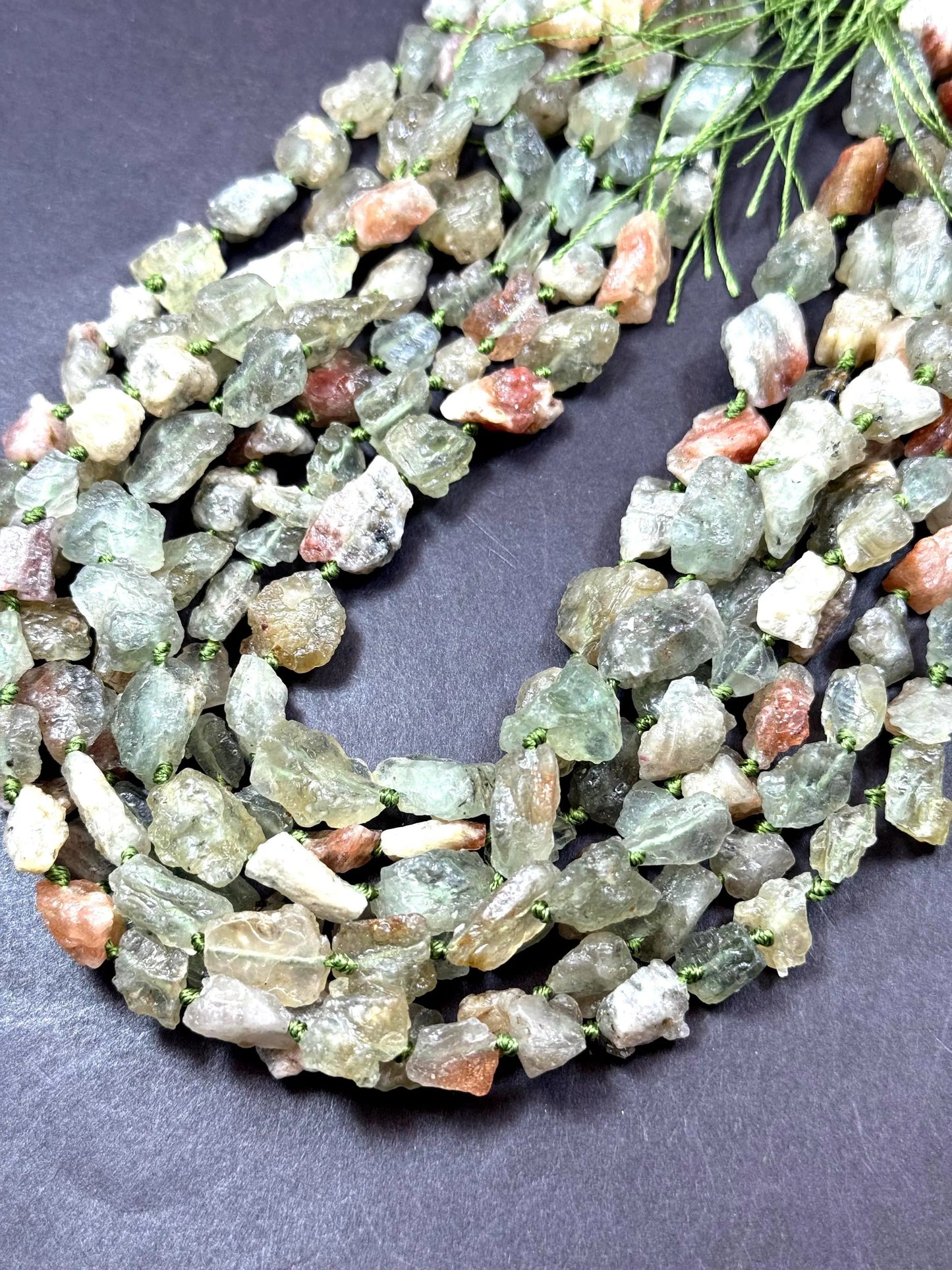 Natural green calcite gemstone bead. Taw matte nugget shape . gorgeous Natural color . Excellent quality. full strand 15.5