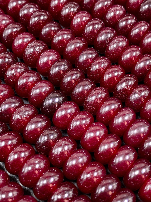 NATURAL Red Jade Gemstone Bead 8x5mm Rondelle Shape Bead, Beautiful Red Color Jade Gemstone Beads, Great Quality Bead Full Strand 15.5"