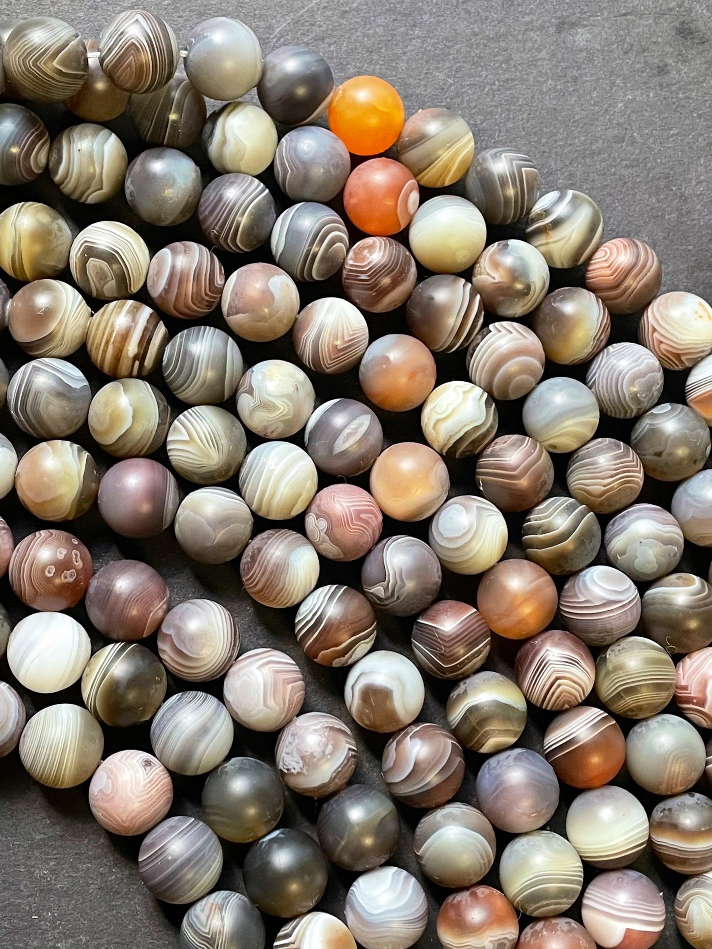 AAA Natural Matte Botswana Agate Gemstone Bead 6mm 8mm 10mm 12mm Round Beads, Beautiful Natural Matte Gray Brown Color Botswana Agate Beads 15.5"