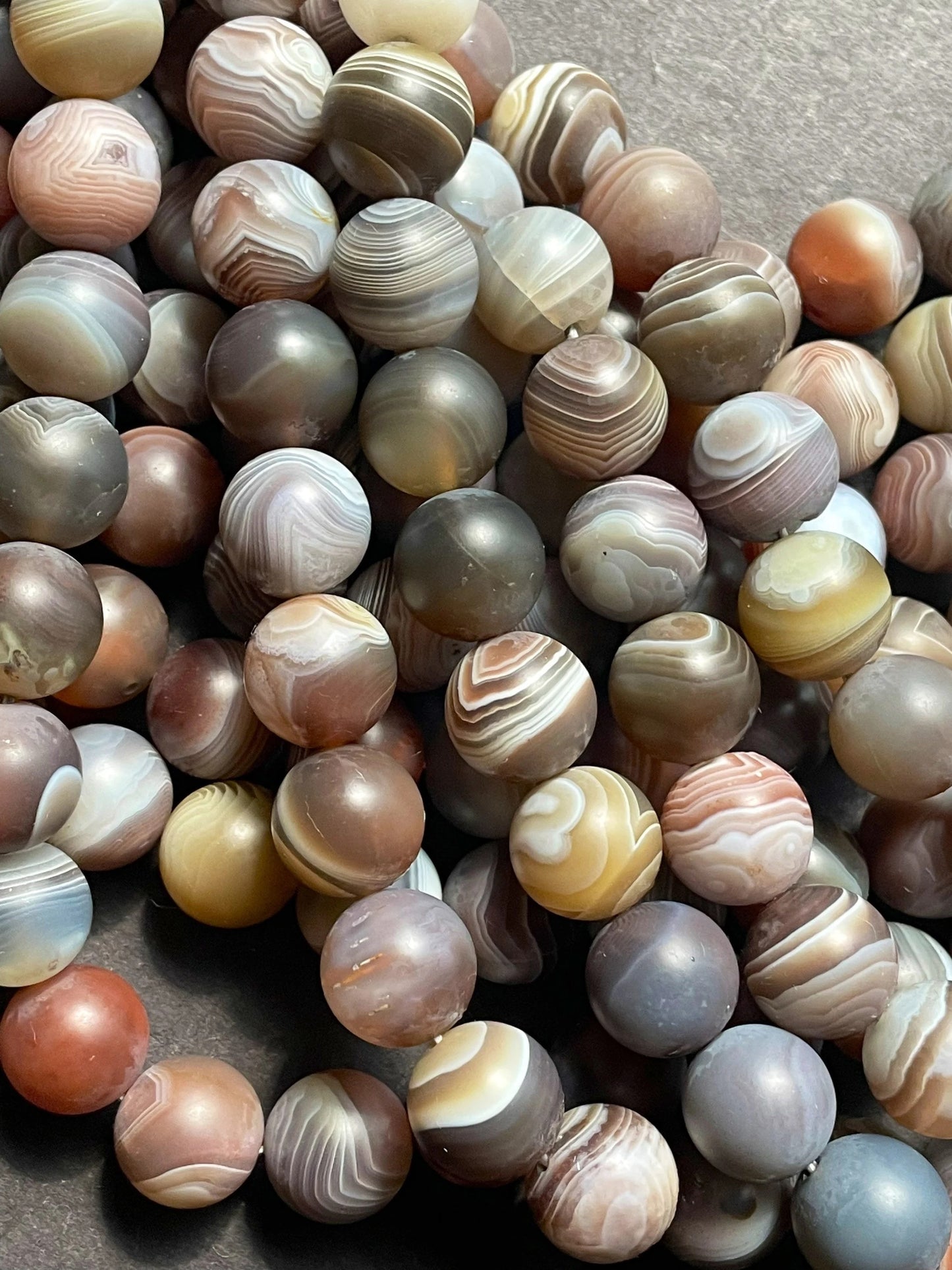 AAA Natural Matte Botswana Agate Gemstone Bead 6mm 8mm 10mm 12mm Round Beads, Beautiful Natural Matte Gray Brown Color Botswana Agate Beads 15.5"