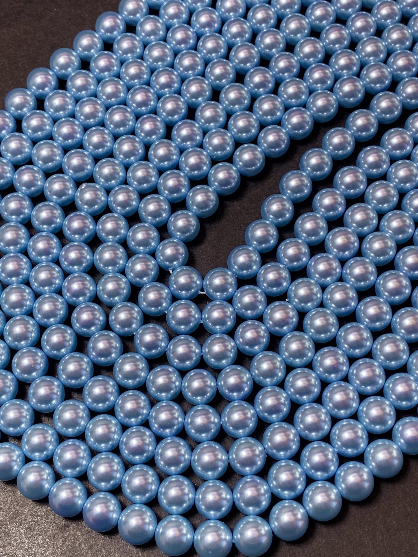 Chinese Swarovski Pearl Crystal Beads 4mm 6mm 8mm 10mm 12mm Round Bead, Beautiful Blue Swarovski Crystal Pearl 15.5"