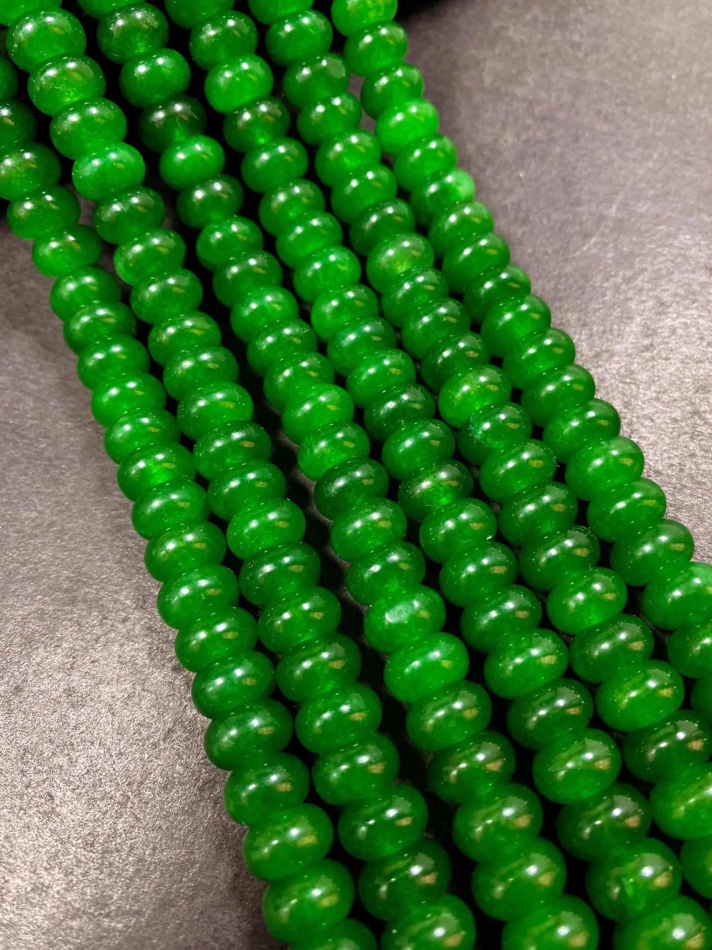 NATURAL Green Jade Gemstone Bead 10x6mm Rondelle Shape Bead, Beautiful Green Color Jade Gemstone Beads, Great Quality Bead Full Strand 15.5"