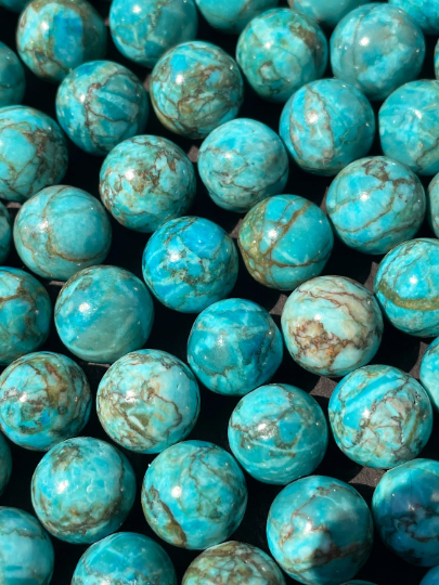 Beautiful Natural Turquoise Stone Bead 6mm 8mm 10mm Round Bead, Gorgeous Blue Turquoise Gemstone Bead Full Strand 15.5"