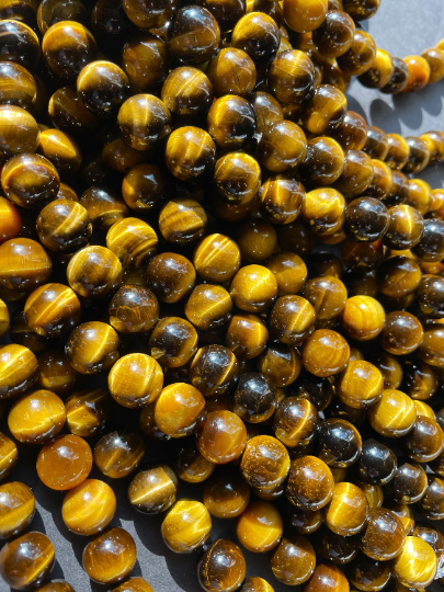 AAA Natural Tiger Eye Gemstone Bead 4mm 6mm 8mm 10mm 12mm Round Beads, Gorgeous Golden Brown Color Tiger Eye Gemstone Beads. Full Strand 15.5"