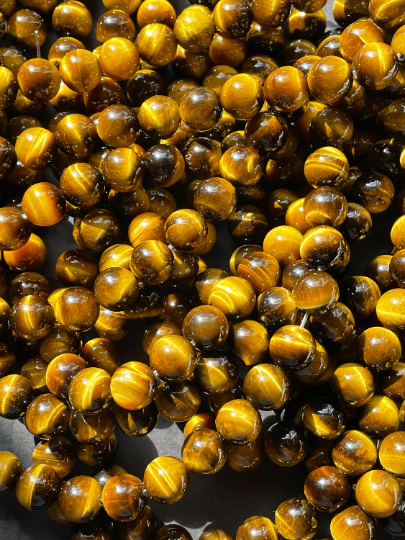 AAA Natural Tiger Eye Gemstone Bead 4mm 6mm 8mm 10mm 12mm Round Beads, Gorgeous Golden Brown Color Tiger Eye Gemstone Beads. Full Strand 15.5"