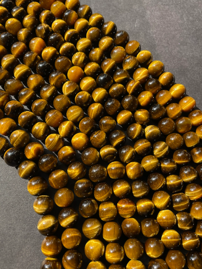 AAA Natural Tiger Eye Gemstone Bead 4mm 6mm 8mm 10mm 12mm Round Beads, Gorgeous Golden Brown Color Tiger Eye Gemstone Beads. Full Strand 15.5"