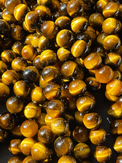 AAA Natural Tiger Eye Gemstone Bead 4mm 6mm 8mm 10mm 12mm Round Beads, Gorgeous Golden Brown Color Tiger Eye Gemstone Beads. Full Strand 15.5"