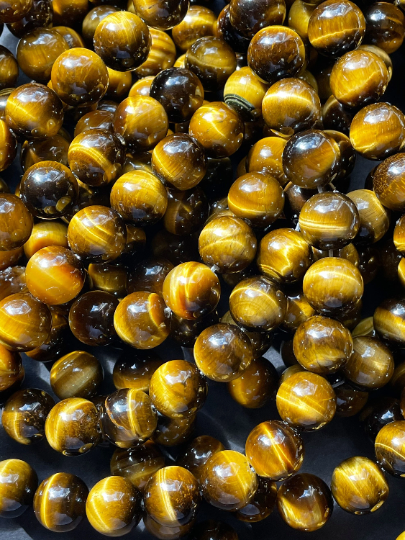 AAA Natural Tiger Eye Gemstone Bead 4mm 6mm 8mm 10mm 12mm Round Beads, Gorgeous Golden Brown Color Tiger Eye Gemstone Beads. Full Strand 15.5"