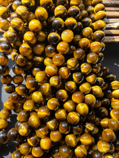 AAA Natural Tiger Eye Gemstone Bead 4mm 6mm 8mm 10mm 12mm Round Beads, Gorgeous Golden Brown Color Tiger Eye Gemstone Beads. Full Strand 15.5"