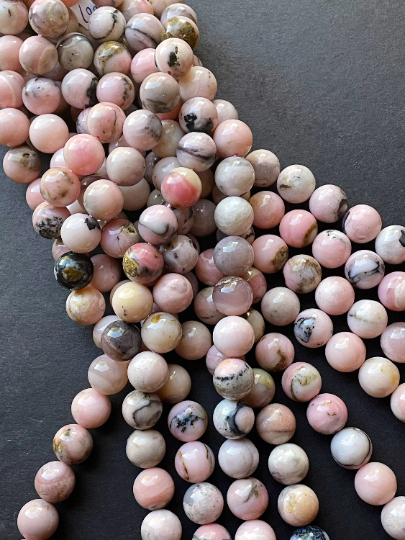 AAA Natural Pink Opal Gemstone Bead 6mm 8mm 10mm 12mm Smooth Round Bead, Beautiful Natural Rose Pink Color Opal Gemstone Bead, Full Strand 15.5” strand