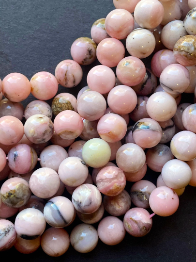 AAA Natural Pink Opal Gemstone Bead 6mm 8mm 10mm 12mm Smooth Round Bead, Beautiful Natural Rose Pink Color Opal Gemstone Bead, Full Strand 15.5” strand