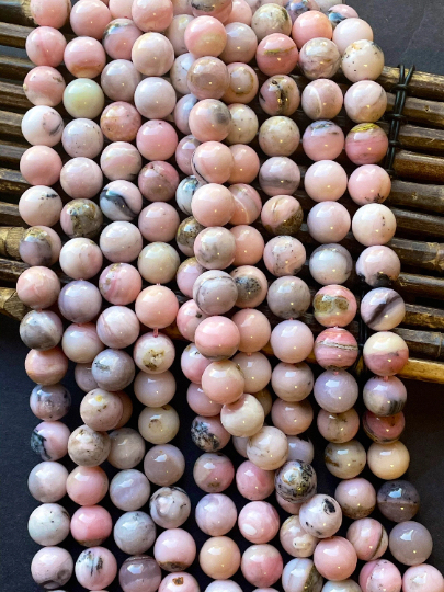 AAA Natural Pink Opal Gemstone Bead 6mm 8mm 10mm 12mm Smooth Round Bead, Beautiful Natural Rose Pink Color Opal Gemstone Bead, Full Strand 15.5” strand