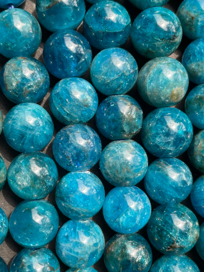 AAA Natural Apatite Gemstone Bead, 4mm 6mm 8mm 10mm Smooth Round Bead, Beautiful Natural Blue Color Gemstone Great Quality Apatite Bead