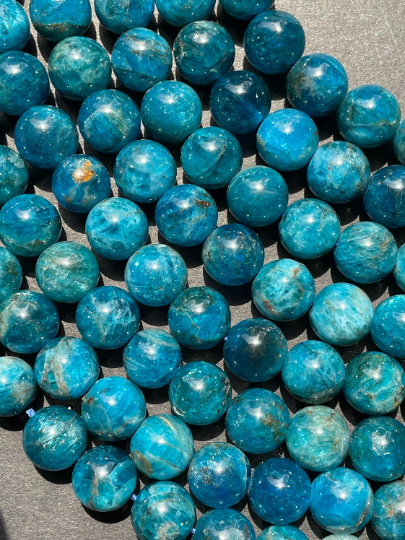 AAA Natural Apatite Gemstone Bead, 4mm 6mm 8mm 10mm Smooth Round Bead, Beautiful Natural Blue Color Gemstone Great Quality Apatite Bead