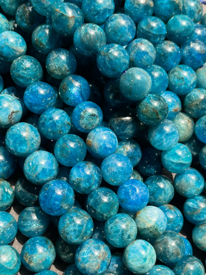 AAA Natural Apatite Gemstone Bead, 4mm 6mm 8mm 10mm Smooth Round Bead, Beautiful Natural Blue Color Gemstone Great Quality Apatite Bead