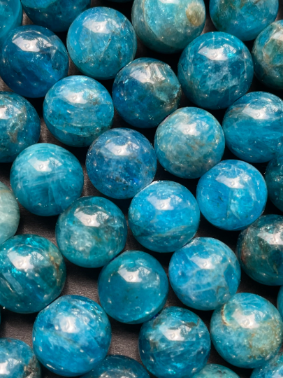 AAA Natural Apatite Gemstone Bead, 4mm 6mm 8mm 10mm Smooth Round Bead, Beautiful Natural Blue Color Gemstone Great Quality Apatite Bead