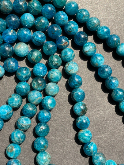 AAA Natural Apatite Gemstone Bead, 4mm 6mm 8mm 10mm Smooth Round Bead, Beautiful Natural Blue Color Gemstone Great Quality Apatite Bead