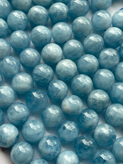 AAA Natural Aquamarine Stone Beads - 4mm 6mm 8mm 10mm 12mm - Gorgeous Blue Aquamarine Gemstone - High Quality Gemstone Strand