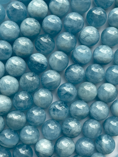 AAA Natural Aquamarine Stone Beads - 4mm 6mm 8mm 10mm 12mm - Gorgeous, Clear Blue Aquamarine Gemstone - High Quality Gemstone Strand