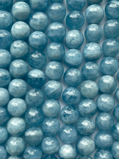 AAA Natural Aquamarine Stone Beads - 4mm 6mm 8mm 10mm 12mm - Gorgeous, Clear Blue Aquamarine Gemstone - High Quality Gemstone Strand