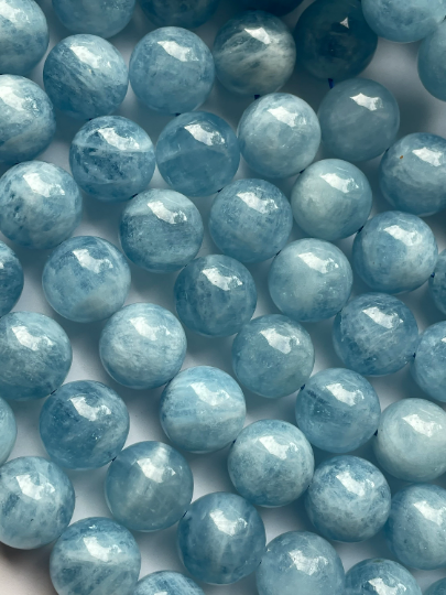 AAA Natural Aquamarine Stone Beads - 4mm 6mm 8mm 10mm 12mm - Gorgeous, Clear Blue Aquamarine Gemstone - High Quality Gemstone Strand