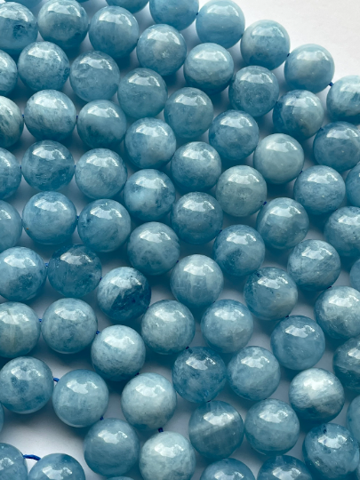 AAA Natural Aquamarine Stone Beads - 4mm 6mm 8mm 10mm 12mm - Gorgeous, Clear Blue Aquamarine Gemstone - High Quality Gemstone Strand