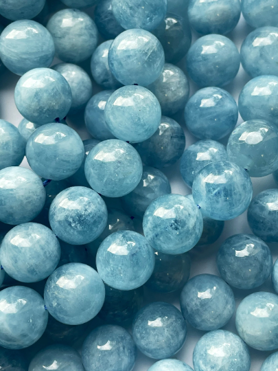 AAA Natural Aquamarine Stone Beads - 4mm 6mm 8mm 10mm 12mm - Gorgeous Blue Aquamarine Gemstone - High Quality Gemstone Strand