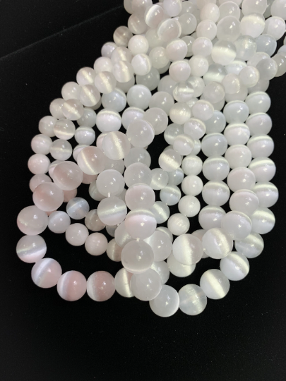AAA Natural Selenite Gemstone Bead 4mm 6mm 8mm 10mm Round Bead, Gorgeous Natural White Color Selenite Gemstone Bead